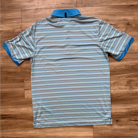 Puma Golf Pocket Polo Shirt Blue Stripes Men’s Size Medium - Picture 3 of 8